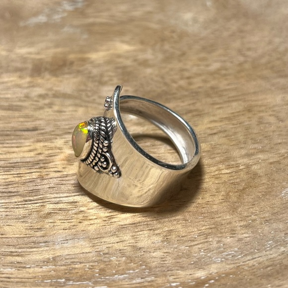 Ethiopian Opal 925 Sterling Silver Adjustable Open Ring - Picture 4 of 13
